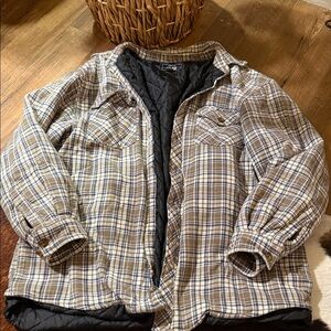 Levi's Beige and Black Plaid Shirt Jacket